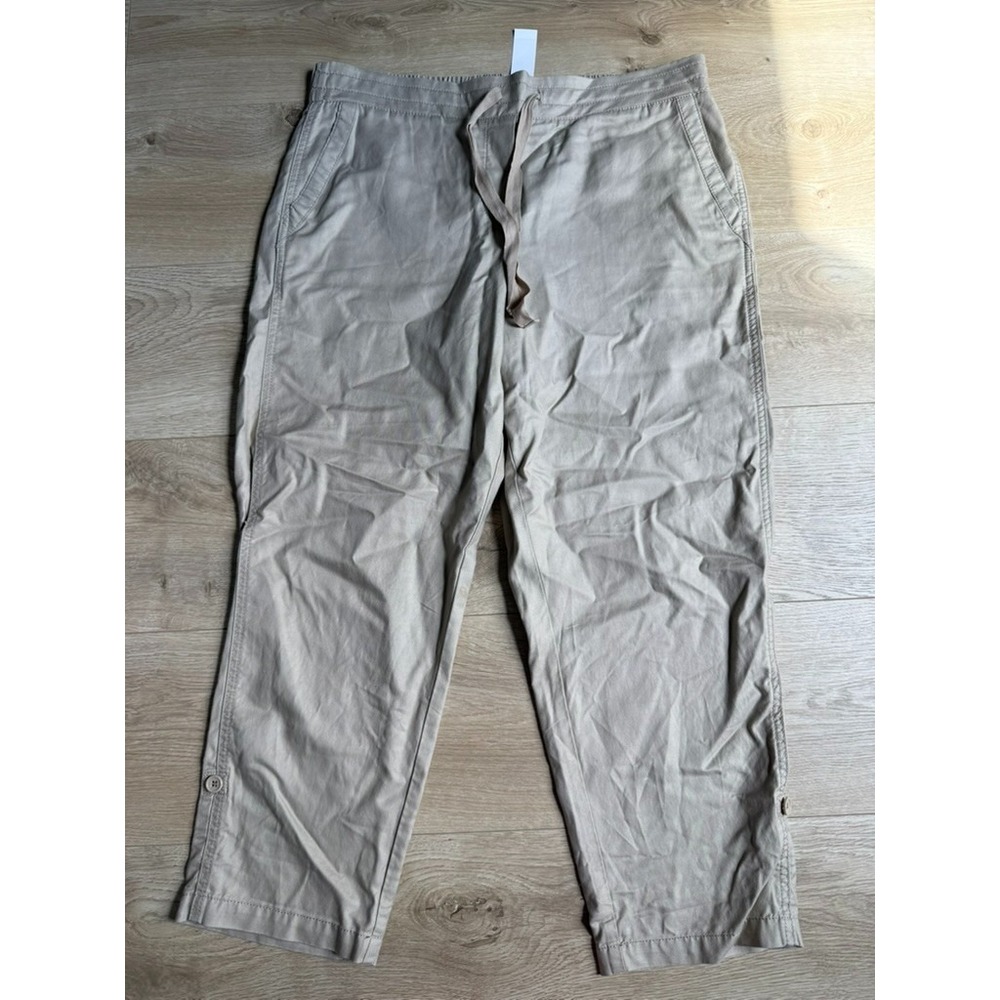 NWT Talbots Khaki roll up capri pants cotton tencel lyocell blend coastal 12P